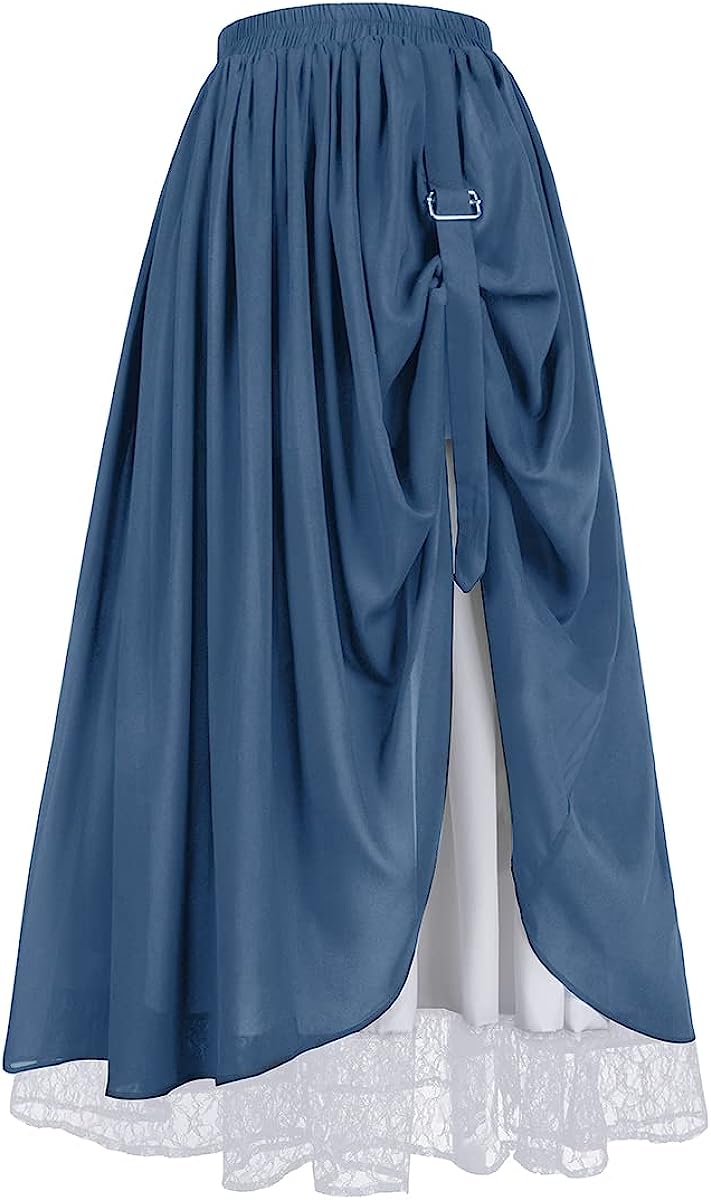 230816043123965_1 Mingyuezai Maxi Long Skirt for Women Double-Layer Vintage Victorian Renaissance Skirts - Image 1